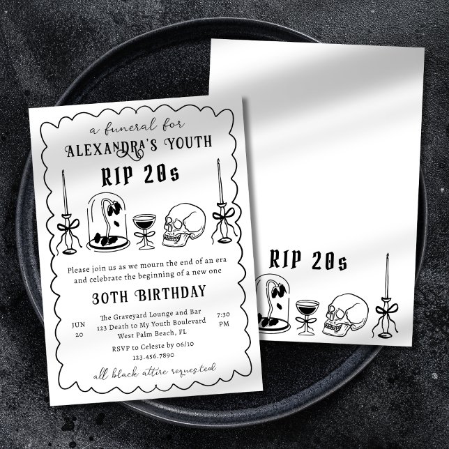 Invitación QEPD funeral de Doodle Scribble 30 cumpleaños (Subido por el creador)