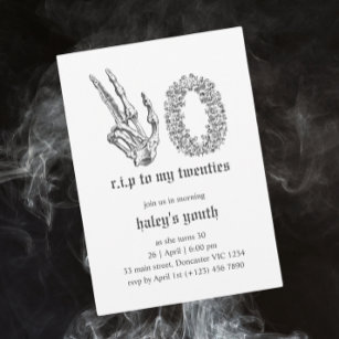 Invitación QEPD Skeleton de los veinte años del Gótico 30 cum