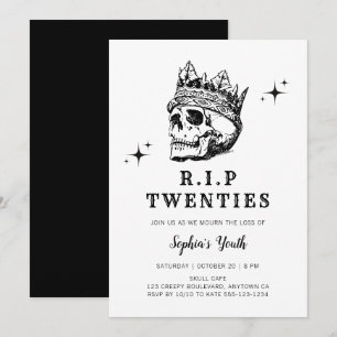 Invitación QEPD Twenties Gothic Halloween 30 cumpleaños Fiest