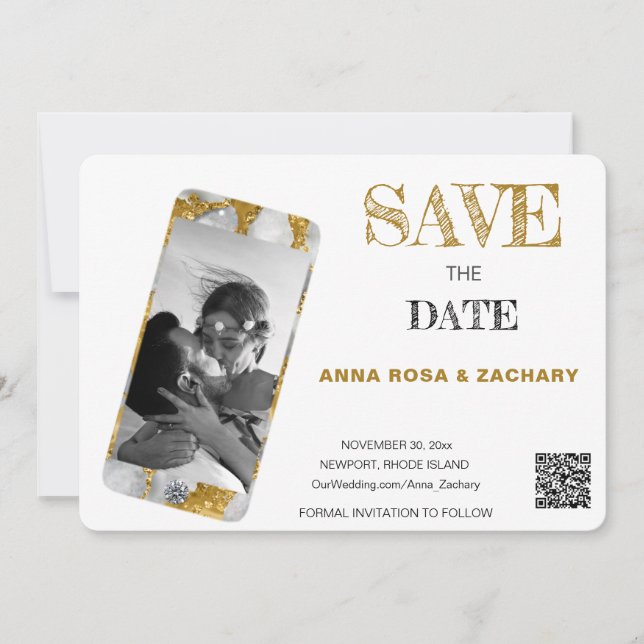 Invitación *~* QR AR AR6 Foto BODA GUARDAR EL teléfono móvil  (Anverso)