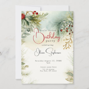 Invitación QR Birthday Winter Watercolor Botánico
