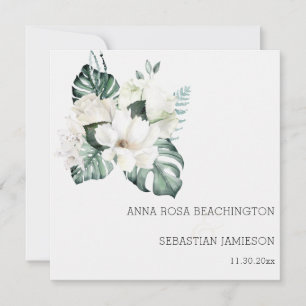 Invitación *~* QR blanco + Boda de RSVP Floral de buquetes AR