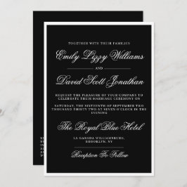 Invitación QR clásico elegante en blanco y negro