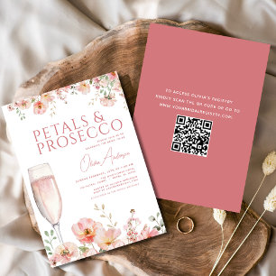 Invitación QR Cod Bridal Shower Wildflower Petales & Prosecco