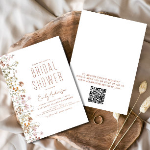 Invitación QR Code Boho Wildflower Ducha de novia