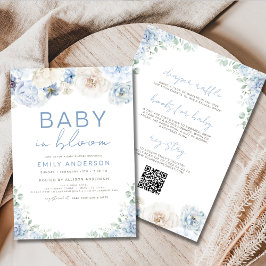 Invitación QR Code Boy Blue Baby en Bloom Baby Shower