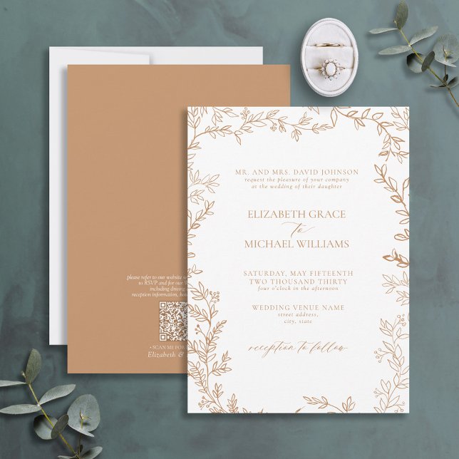 Invitación QR Code Classic Boda de Terracota elegante formal (Subido por el creador)