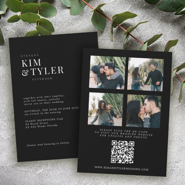 Invitación QR CODE collage de fotos boda de tipografía modern (Subido por el creador)