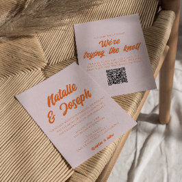 Invitación QR Code Colorful Bold Fun Colorful Retro Wedding