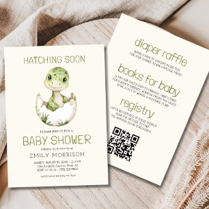 Invitación QR Code Dinosaur Hatching pronto Baby Shower