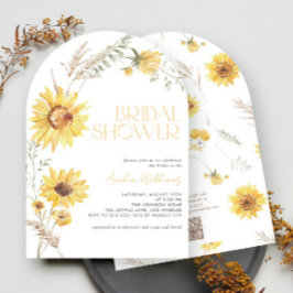 Invitación QR Code Elegant Boho Sunflower Bridal Shower