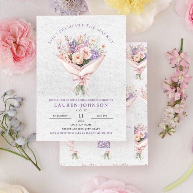 Invitación QR Code Elegant Fresh Off the Market Floral Bridal (Subido por el creador)