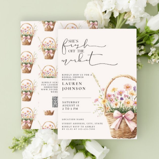 Invitación QR Code Fresh Off the Market Floral Bridal Shower (Subido por el creador)
