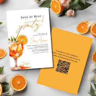 Invitación QR Code Love en la primera ducha de Naranja Spritz
