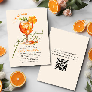 Invitación QR Code Love en la primera ducha de Naranja Spritz