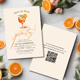 Invitación QR Code Love en la primera ducha de Naranja Spritz