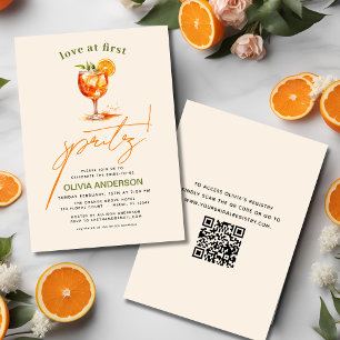 Invitación QR Code Love en la primera ducha de Naranja Spritz