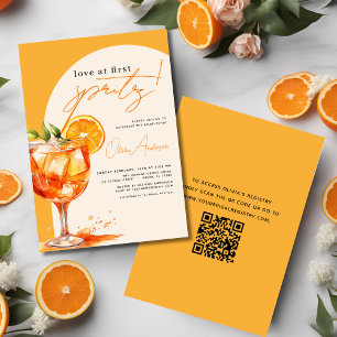 Invitación QR Code Love en la primera ducha de Naranja Spritz