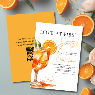 Invitación QR Code Love en la primera ducha de Naranja Spritz
