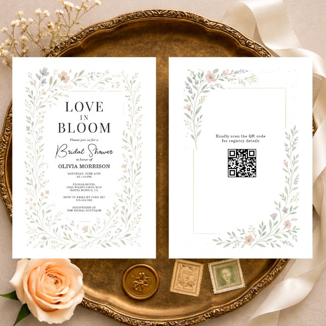 Invitación QR Code Love in Bloom Wildflower Bridal Shower (Subido por el creador)
