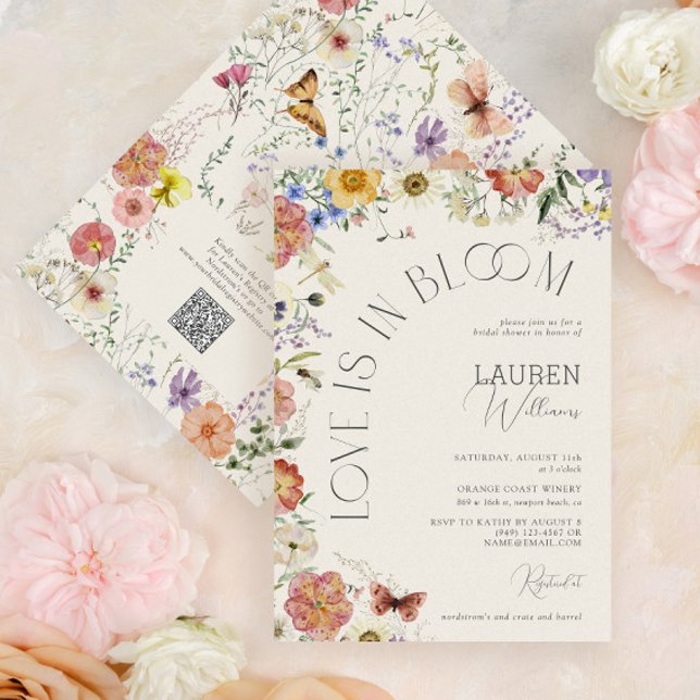 Invitación QR Code Love Is In Bloom Wildflower Bridal Shower (Subido por el creador)