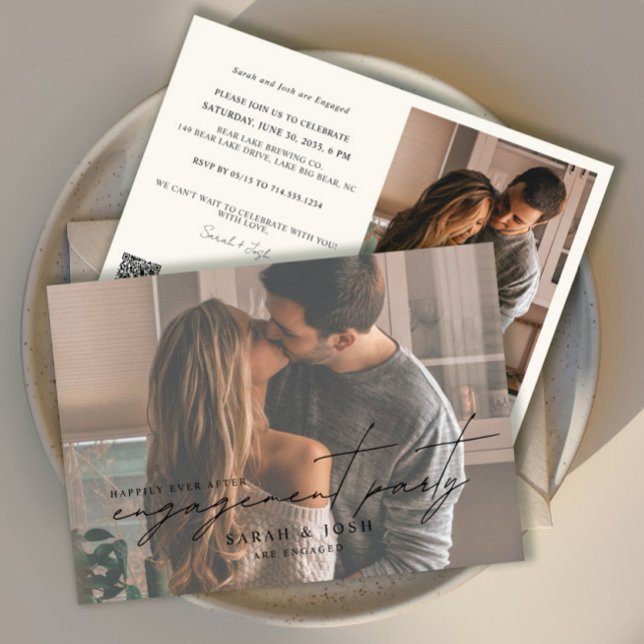 Invitación QR Code Photo Happily Ever After Engagement Party (Subido por el creador)