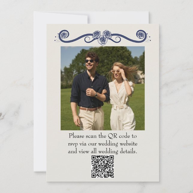 Invitación QR Code Photo Wedding Invitation | Elegant Boho  (Reverso)