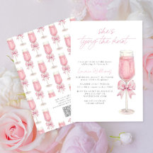 QR Code Pink Bow Shes Tying the Knot Bridal Shower