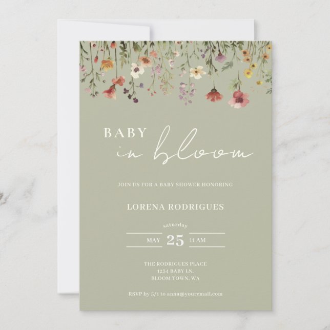 Invitación Qr Code Wildflower Baby en Bloom Baby Shower (Anverso)