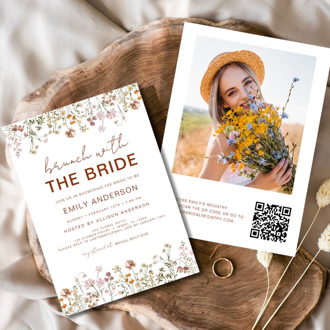 Invitación QR Code Wildflower Bridal Shower Brunch Foto (Subido por el creador)