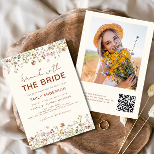 Invitación QR Code Wildflower Bridal Shower Brunch Foto