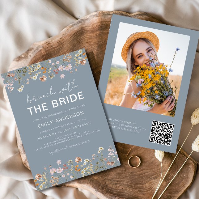 Invitación QR Code Wildflower Bridal Shower Brunch Foto (Subido por el creador)