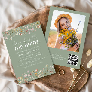 Invitación QR Code Wildflower Bridal Shower Brunch Foto