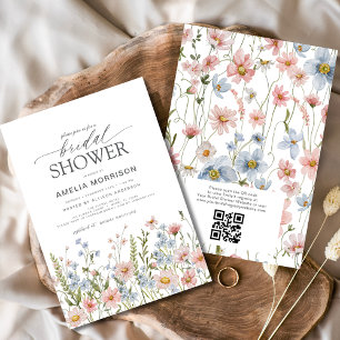 Invitación QR Code Wildflower Garden Bridal Shower