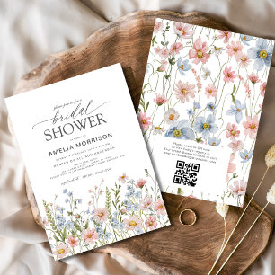 Invitación QR Code Wildflower Garden Bridal Shower