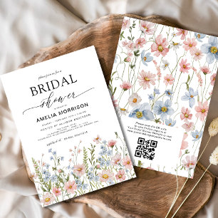 Invitación QR Code Wildflower Garden Bridal Shower