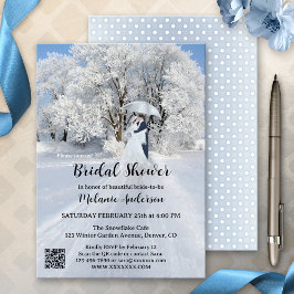 Invitación QR Code Winter Wonderland Snow Bridal Shower