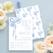 QR Código Bow está atando la ducha azul Knot