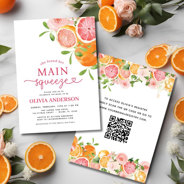 Invitación QR Código Citrus Principal Squeeze Bridal Shower (Subido por el creador)