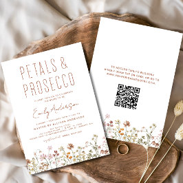 Invitación QR Código Ducha de novia Petales de flores silvest