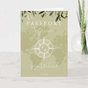 Invitación QR Código Grecia Boda Pasaporte Mapa Mundial de la