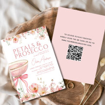 QR Código Petales y Prosecco Ducha Bridal Bow Rosa