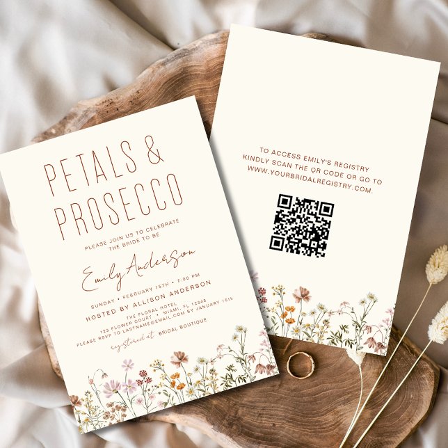 Invitación QR Código Petales y Prosecco Ducha Bridal Flor sil (Subido por el creador)