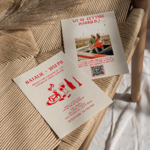 Invitación QR Código Red Mano dibujada Scribble Quirky Boda
