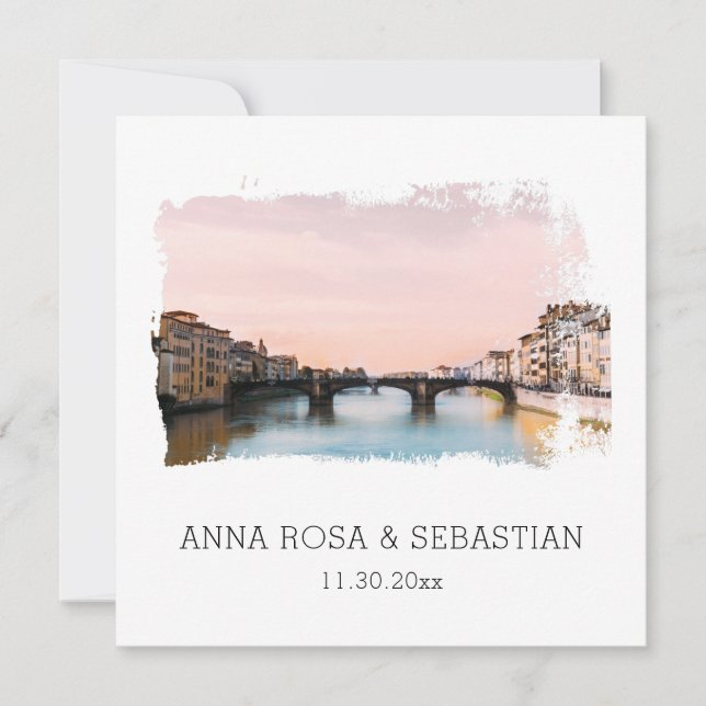 Invitación *~* QR Florence Italia Firenze AP12 Boda RSVP  (Anverso)