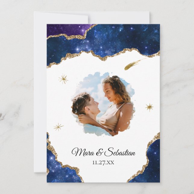 Invitación *~* QR - FOTO - Boda DE AGATE cósmico RSVP AR13 (Anverso)