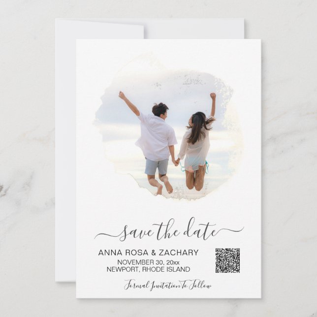 Invitación *~* QR Foto BODA GUARDAR FECHA  - AR6 Website (Anverso)