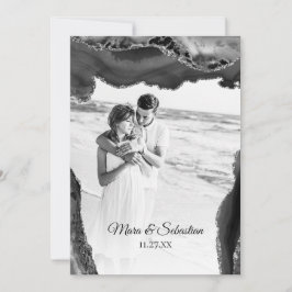 Invitación *~* QR FOTO RSVP AR13 AGATE Black Boda Invi