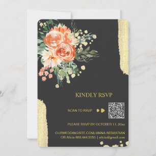 Invitación *~* QR HACEMOS AR15 BODA RSVP de Flor Rosa Rosa Ro