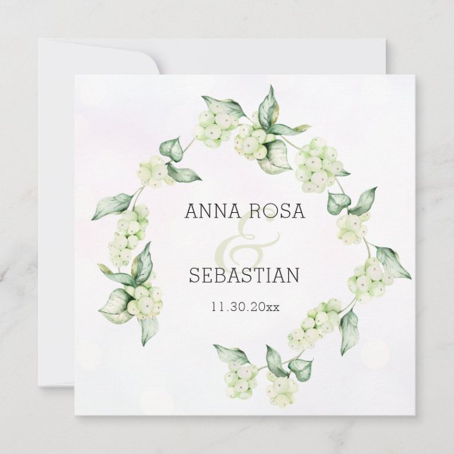 Invitación *~* QR Invierno Nieve Berry AR12 Boho RSVP Boda (Anverso)